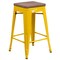 Merrick Lane Dalton Series Backless Metal Dining Stool with Wooden Seat for Indoor Use